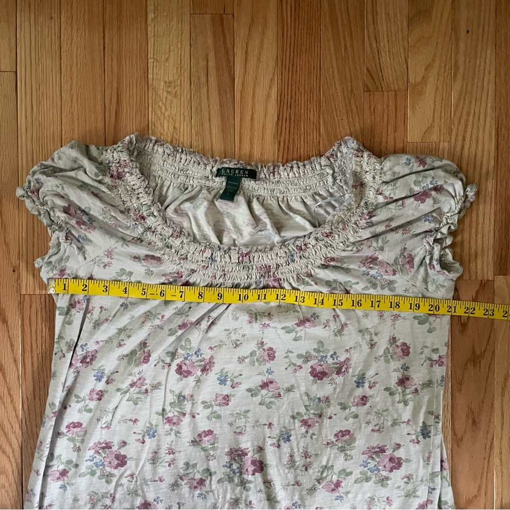 Lauren Ralph Lauren Nightgown Womens Large White Pink Floral Print Cottagecore - Picture 5 of 11